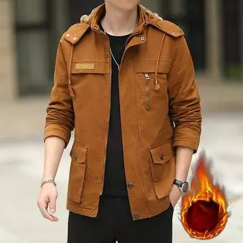 Новая бархатная и утолщенная зимняя куртка для мужчин, однотонная спортивная куртка для активного отдыха, теплая ветровка большого размера M