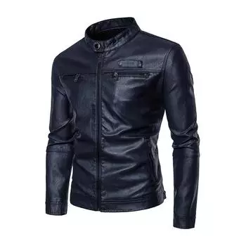 Новая бархатная кожаная куртка, искусственная кожа Wire, мужская осенне-зимняя кожаная куртка, мотоциклетная куртка, воротник-стойка, модная M