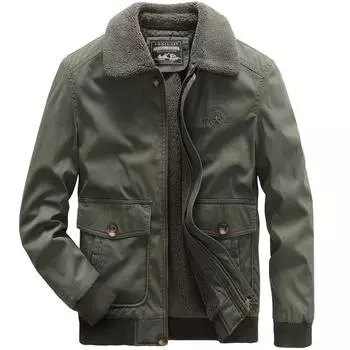 Новая бархатная утолщенная куртка для мужчин среднего возраста, повседневный топ с лацканами, мужское пальто большого размера, куртка с множеством карманов S