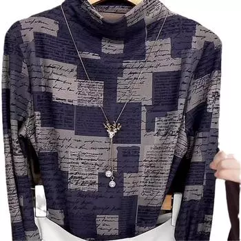 Новая бархатная утолщенная универсальная тонкая рубашка с темперой, дизайном, нижняя часть, футболка с полуворотником, топ для женщин M