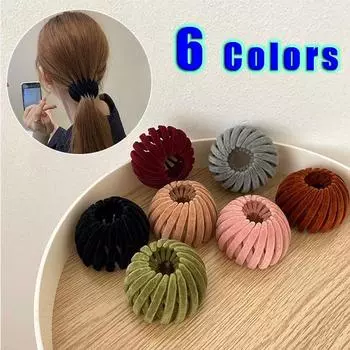 Новая бархатная заколка для волос в виде птичьего гнезда, коготь, пряжка из конского хвоста, однотонная расширяющаяся заколка для волос для женщин и девочек, аксессуары для волос с хвостиком 1PCS