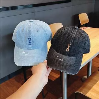 Новая бейсболка Four Seasons Denim Ripped для мужчин, маленькая повседневная универсальная кепка Shade для женщин Adjustable (54-59cm) чёрный