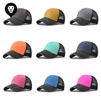 Новая бейсболка из губки Plus с эффектом потертости, солнцезащитная кепка, сетчатая кепка Adjustable