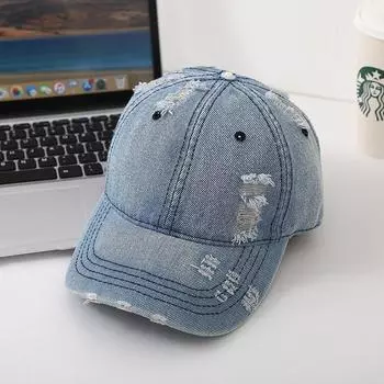 Новая бейсболка с дырками для мужчин и женщин, потертая джинсовая бейсболка с дырками, повседневная модная персонализированная универсальная шляпа для женщин прилив M56-58cm