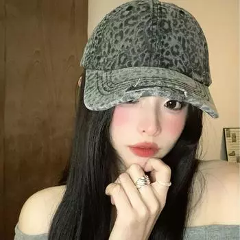 Новая бейсболка с леопардовым принтом, старая повседневная универсальная уличная кепка с мягким верхом в стиле ретро, женская с маленьким лицом M56-58cm