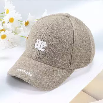 Новая бейсболка с вышивкой на осень и зиму, зимняя мужская и женская универсальная кепка, повседневная шляпа с жестким верхом и загнутыми полями average size бежевый