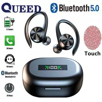 Новая беспроводная Bluetooth-гарнитура 5.0 с шумоподавлением в ухе, безболезненное подвешивание, номер «ухо-не-ухо», показывающий упражнения, защищенные от пота наушники чёрный