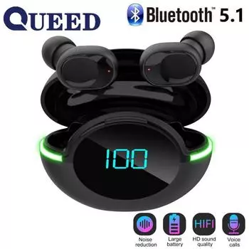 Новая беспроводная Bluetooth-гарнитура 5.1 с функцией дыхания «ухо в ухе» чёрный