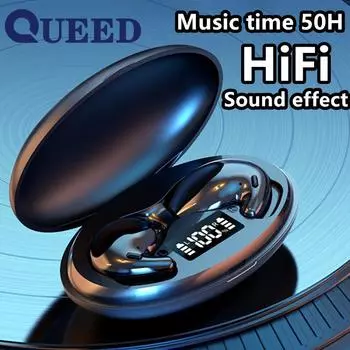 Новая беспроводная Bluetooth-гарнитура, экран отображения номера, сверхдлительное время автономной работы, мини-гарнитура TWS, гарнитура для сна чёрный