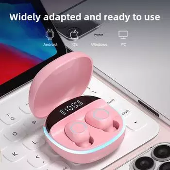 Новая беспроводная Bluetooth-гарнитура Mini Tws In-ear 5.2 Smart Digital Display Headset имеет длительный срок службы батареи чёрный