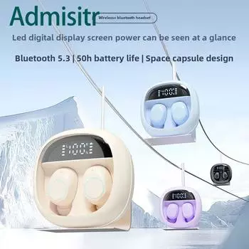 Новая беспроводная Bluetooth-гарнитура с наушниками-вкладышами 5.3 с прозрачным цифровым дисплеем, шумоподавлением и длительным сроком службы батареи чёрный