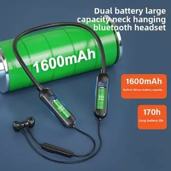 Новая беспроводная Bluetooth-гарнитура с подвеской на шею для музыки, игр, спорта, полувкладыши, тяжелые басы, стерео Bluetooth-гарнитура чёрный