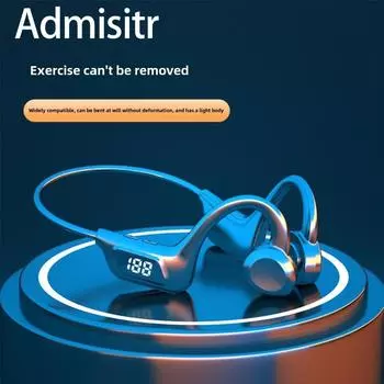 Новая беспроводная Bluetooth-гарнитура со светодиодной батареей и цифровым дисплеем, подвесное ухо, спортивная беговая концепция, костная проводимость чёрный