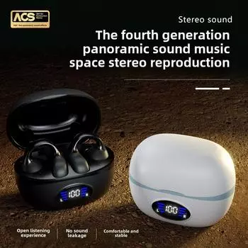 Новая беспроводная Bluetooth-гарнитура TWS Double Ear Clip 5.3 с функцией интеллектуального шумоподавления и распознаванием движения, не костная проводимость чёрный