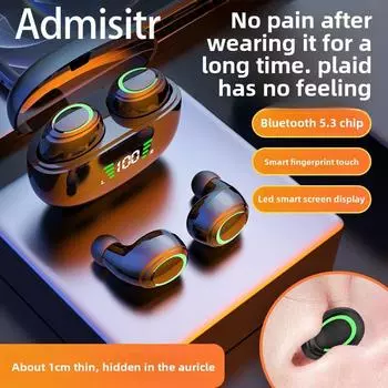 Новая беспроводная Bluetooth-гарнитура Tws Mini с цифровым дисплеем и сверхвысокой выносливостью, внутриканальные спортивные наушники 5.3 чёрный