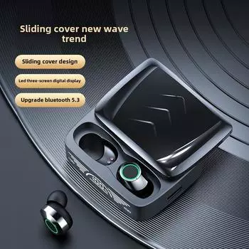Новая беспроводная Bluetooth-гарнитура Tws с цифровым дисплеем, сдвижная крышка, сенсорный цифровой дисплей, музыкальная беспроводная гарнитура чёрный