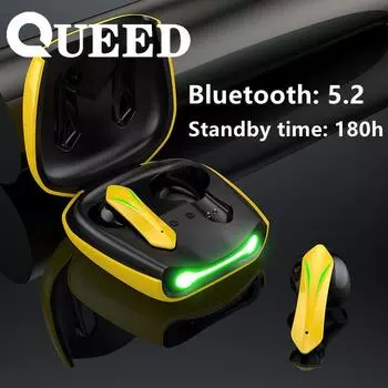 Новая беспроводная Bluetooth-гарнитура TWS с двумя наушниками и низкой задержкой для киберспорта 5.2 жёлтый