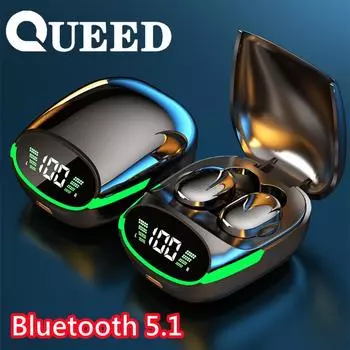 Новая беспроводная Bluetooth-гарнитура TWS-вкладыши со светодиодной подсветкой и сенсорным номером, показывающим мини-наушники чёрный