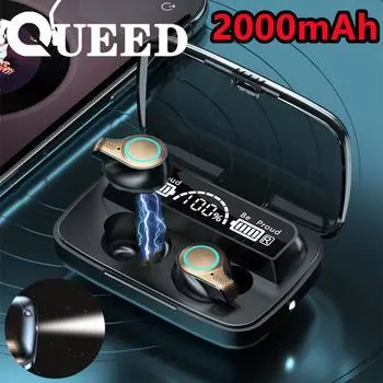 Новая беспроводная гарнитура Bluetooth TWS с апертурой, дышащий светильник, 5,1 светодиодный номер, показывает сенсорное изображение, хорошее качество звука чёрный