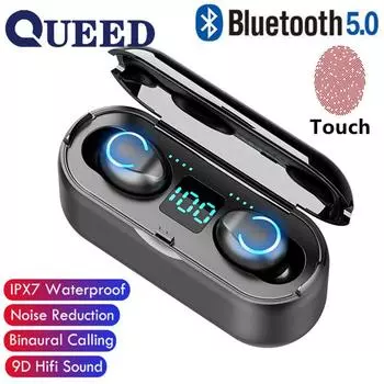 Новая беспроводная гарнитура Mini TWS Bluetooth 5.0 с двумя наушниками и номером, показывающим спортивную гарнитуру чёрный