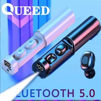 Новая беспроводная мини-гарнитура с круглым цилиндром спортивного типа Bluetooth-гарнитура TWS со светодиодным дисплеем