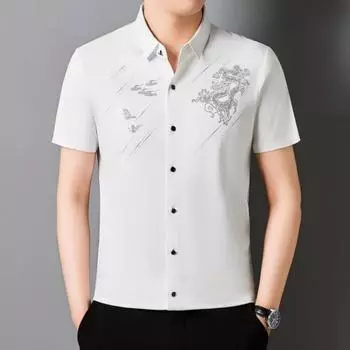 Новая бесшовная рубашка летняя мужская рубашка поло с лацканами из ледяного шелка повседневная футболка мужская рубашка M