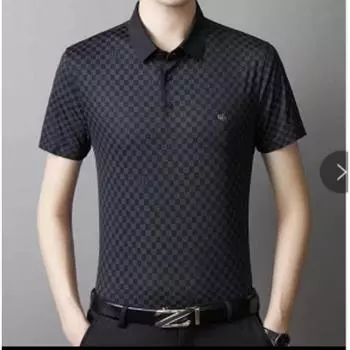 Новая бесшовная рубашка поло с лацканами, летняя клетчатая рубашка среднего возраста, модная, с коротким рукавом M