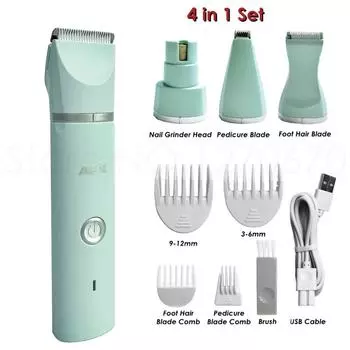 Новая бесшумная профессиональная машинка для стрижки домашних животных с USB-зарядкой, шлифовщиком когтей и триммером для шерсти собак и кошек - бесшумная