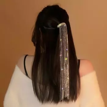 Новая блестящая дрель для воды и женские длинные аксессуары для волос с содой, стразы, свадебные банкетные украшения, подарок серебряный