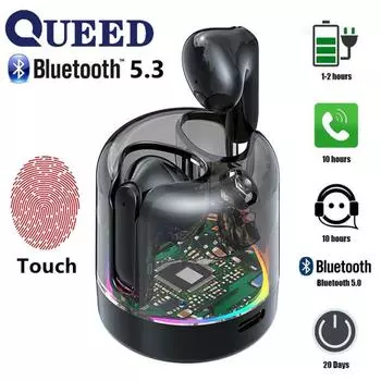 Новая Bluetooth-гарнитура, беспроводная полувходящая модель светового эффекта движения ушей, прозрачная гарнитура чёрный