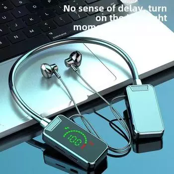 Новая Bluetooth-гарнитура для шеи, спортивная, с длительным временем ожидания, с цифровым дисплеем чёрный