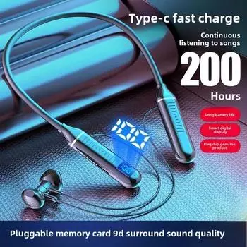 Новая Bluetooth-гарнитура для шеи, универсальная беспроводная, для ношения на шее, полувставные спортивные Bluetooth-наушники чёрный