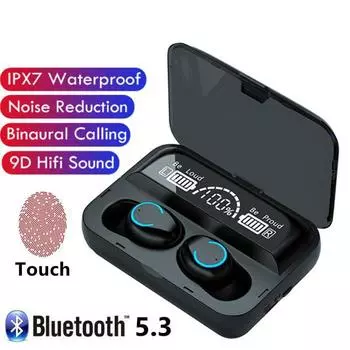 Новая Bluetooth-гарнитура с двумя наушниками и большим экраном TWS, спортивная гарнитура-вкладыш с мини-сенсорным экраном и светодиодной подсветкой