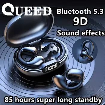 Новая Bluetooth-гарнитура с клипсами, без ушей, безболезненное ношение, беспроводная спортивная Bluetooth-гарнитура, срок службы батареи чёрный