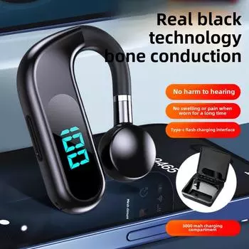 Новая Bluetooth-гарнитура с костной проводимостью, одно ухо, подвесное ухо, не входит в ухо, деловой спортивный цифровой дисплей, пояс Single earphone белый