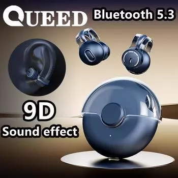 Новая Bluetooth-гарнитура с зажимом и наушниками действительно обеспечивает беспроводное шумоподавление и имеет очень длительный срок службы батареи синий