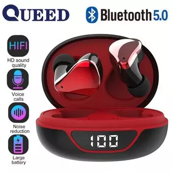 Новая Bluetooth-гарнитура-вкладыш с цифровым дисплеем, мини-музыкальная игра, Bluetooth-гарнитура красный