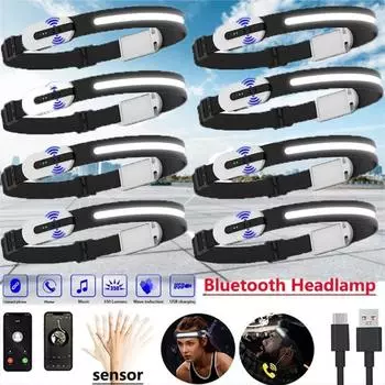 Новая Bluetooth многофункциональная индукционная фара COB, уличный фонарь для верховой езды, зарядка через USB, ночные ходовые огни, мощный налобный фонарь White-30W