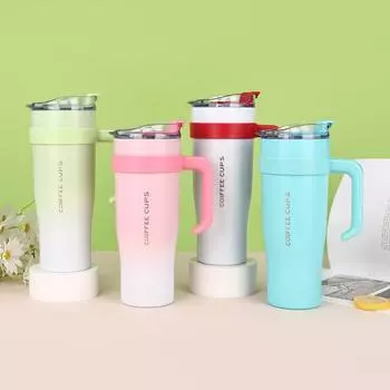 Новая большая автомобильная чашка MAC с ручкой из нержавеющей стали, термос-чашка большой емкости с градиентной соломой и льдом Bully 1200ml