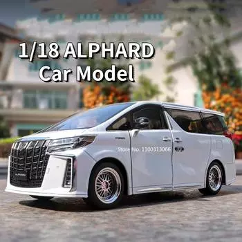 Новая большая модель машинки Alphard Alloy 1/18, игрушечная модель с открывающейся дверью, игрушечный минивэн со звуком и светом, инерционный автомобиль для мальчиков, подарки белый