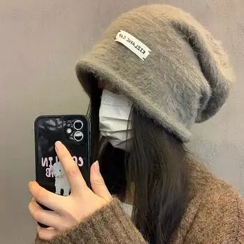 Новая большая окружность головы стековая шапка осень и зима пушистая милая симпатичная плюшевая шапка защита ушей холодная шапка универсальная M (56-58cm) cap plush stack