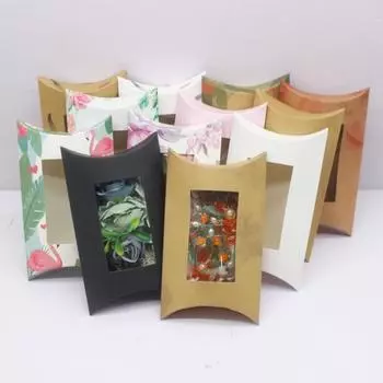 Новая большая шкатулка-подушка ручной работы размером 17,5x11x3,7 см с окошком и мраморным принтом, подарочная упаковка, белая шкатулка для украшений в цветочном стиле 10BOX