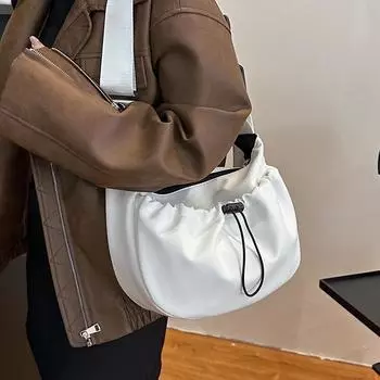 Новая большая сумка женская сумка 2024 новая модная женская сумка для отдыха на открытом воздухе вместительная широкополосная сумка через плечо белый