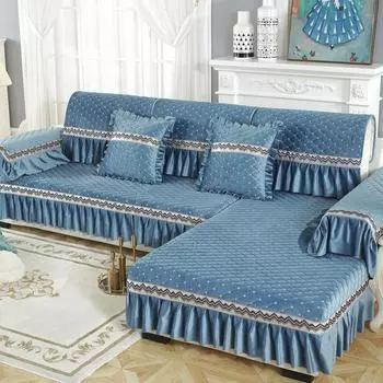 Новая большая юбка, плюшевый чехол для дивана, ткань, зимняя утолщенная противоскользящая и пылезащитная подушка для сиденья, чехол для дивана, гостиная, дом, полный пакет, универсальный чехол (70+18 *70cm