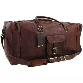 Новая большая винтажная мужская большая сумка из натуральной кожи, сумка для багажа, дорожная сумка, спортивная сумка 24 x 11 x 10 in коричневый