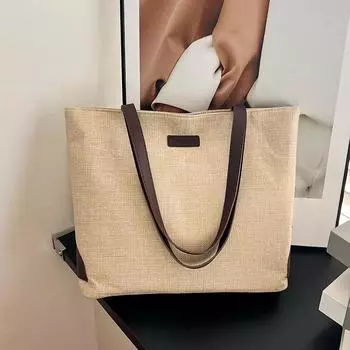 Новая большая вместительная холщовая сумка для поездок на работу, офисная женская сумка-шоппер, студенческая сумка через плечо, набор книг 35*11*31cm серый