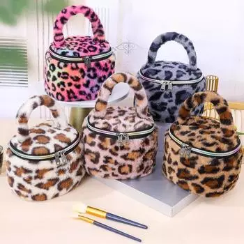 Новая большая вместительная косметичка с леопардовым узором, косметичка для путешествий и хранения косметики ярко-розовый