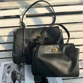 Новая большая вместительная кожаная сумка через голову, кожаная повседневная сумка через плечо для поездок на работу, женская сумка-тоут 27x9x18cm чёрный/серебряный