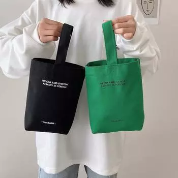 Новая большая вместительная повседневная парусиновая сумка-тоут, женские сумки, повседневная сумка через плечо с буквенным принтом, сумка-шопер, кошелек для женщин, сумка-ведро 18 x 8 x 21cm зелёный