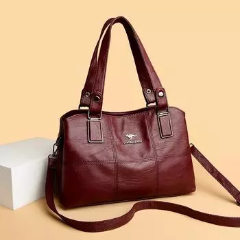 Новая большая вместительная женская сумка среднего возраста, корейская версия, сшитая вышитая нить, сумка через плечо, модная трендовая сумка